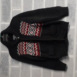 Oshkosh B'gosh 100% Cotton Grey, Red and White Button Down Sweater Size 5